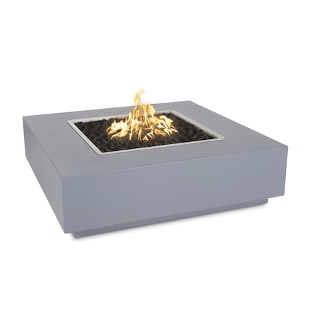 The Outdoor Plus 42 Square Quad Fire Pit, Powder Coated Metal, Gray, Plug & Play Electronic Ignition, Liquid Propane OPT-QDPC42EKIT-GRY-LP
